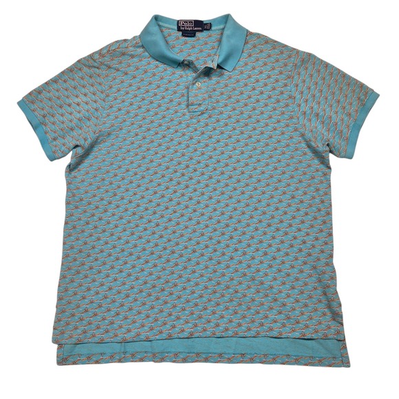 Polo by Ralph Lauren Other - Vtg Polo Ralph Lauren All Over Print Rowing Polo Shirt Mens‎ XL Blue Sculling